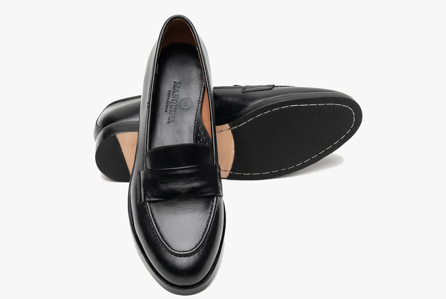 The Bonnie Penny Loafers - Black Noir - Marquina Shoemaker